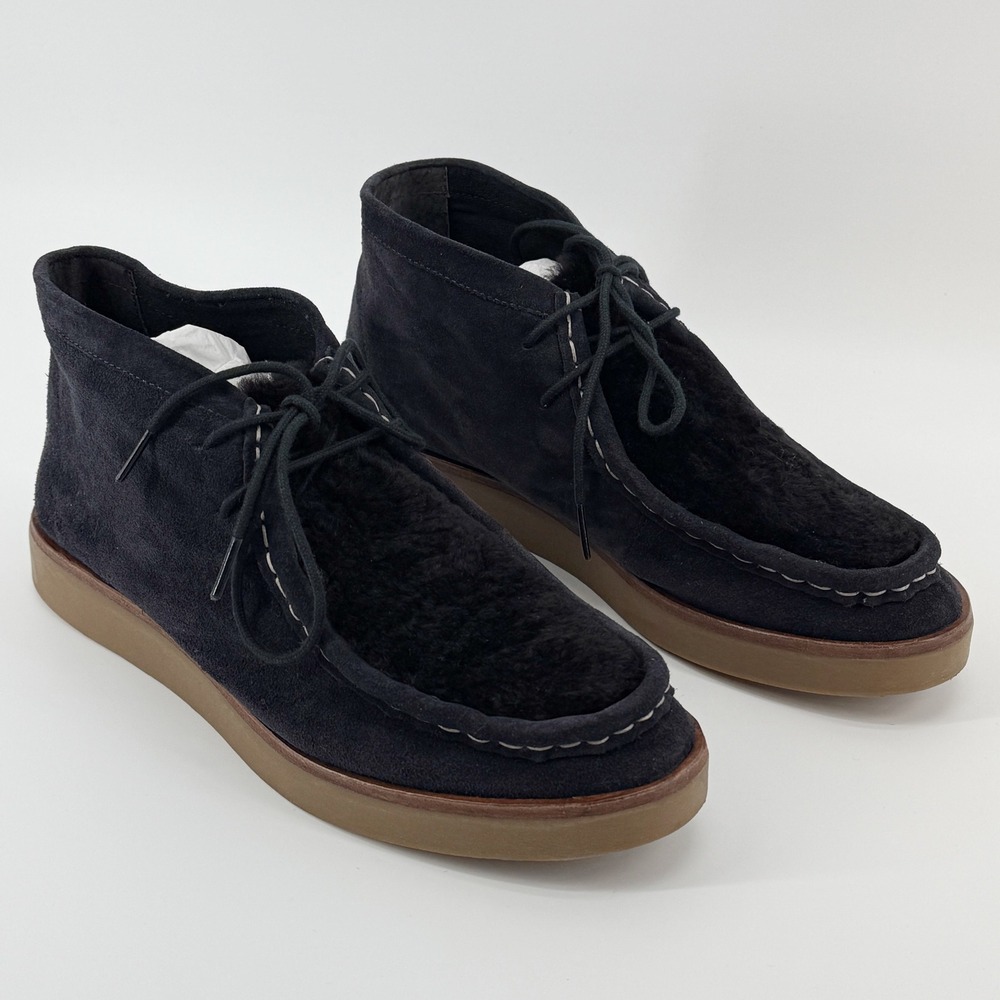 The Great. The Trooper Shoe Suede Shearling Chukka Women's Size 10 Midnight Blue - Picture 12 of 15
